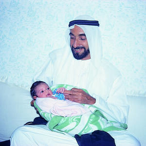 Sheikh Zayed after the birth his daughter